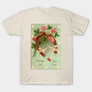 Vintage Postcard Image - Blessings, Peace, Luck, and Love T-Shirt